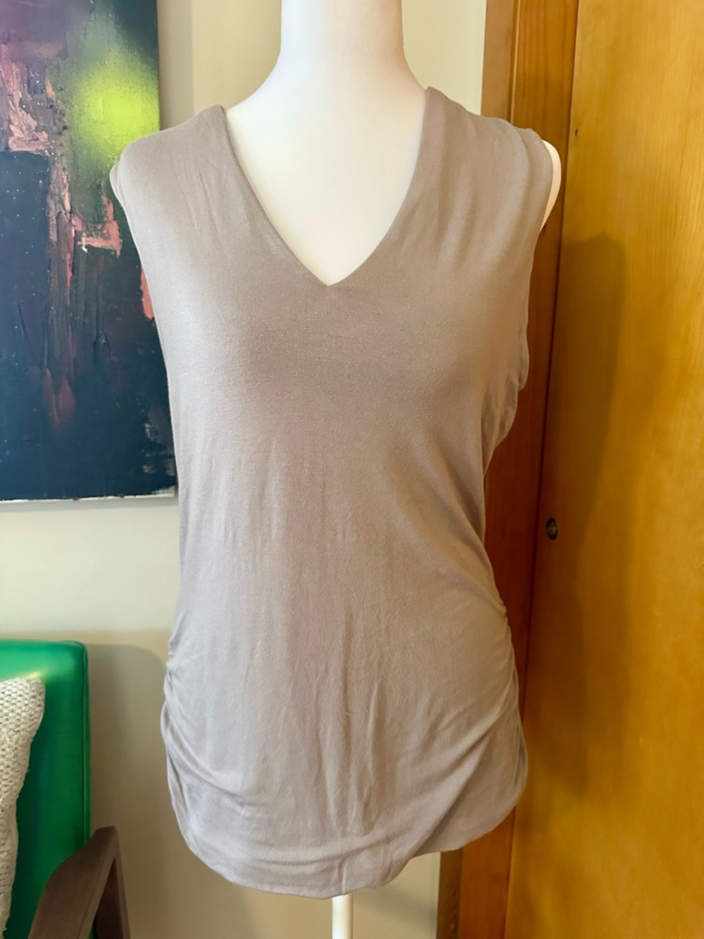 INC International Concepts Taupe V-Neck Sleeveless Tank